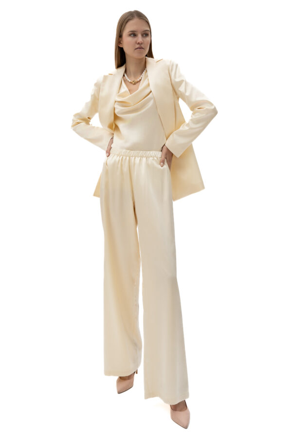 Silk Blazer In Cream - Image 3