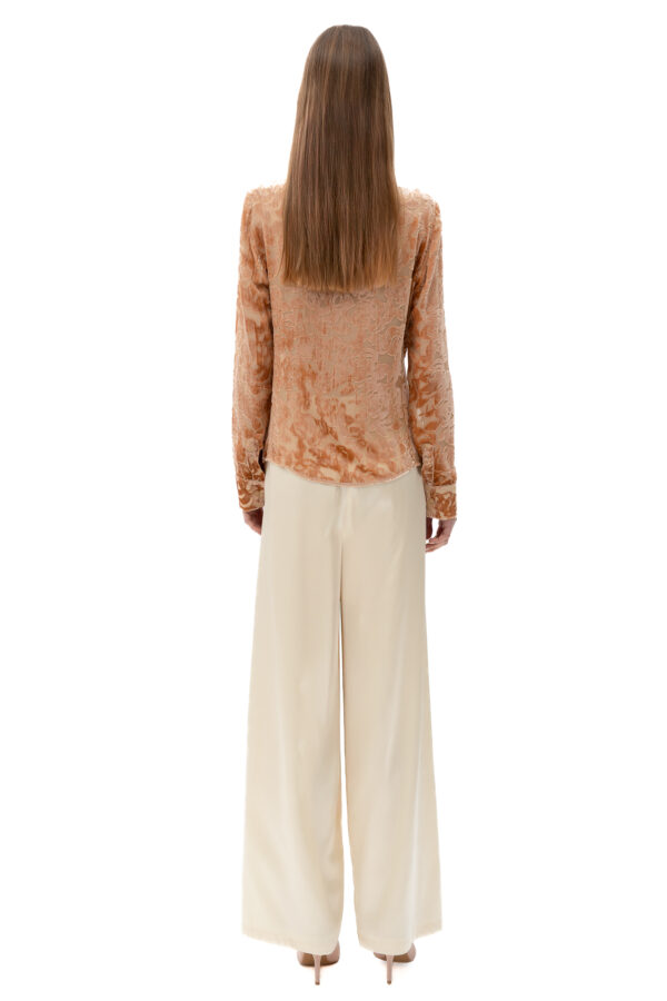 Velvet Burnout Semi Sheer Shirt In Golden Caramel - Image 4