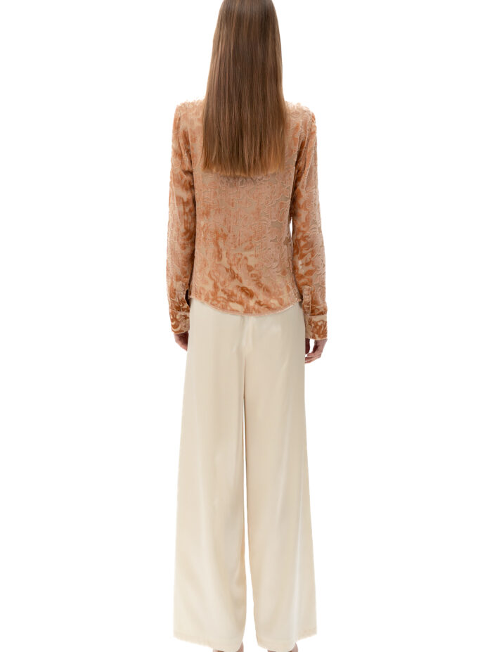 Velvet Burnout Semi Sheer Shirt In Golden Caramel