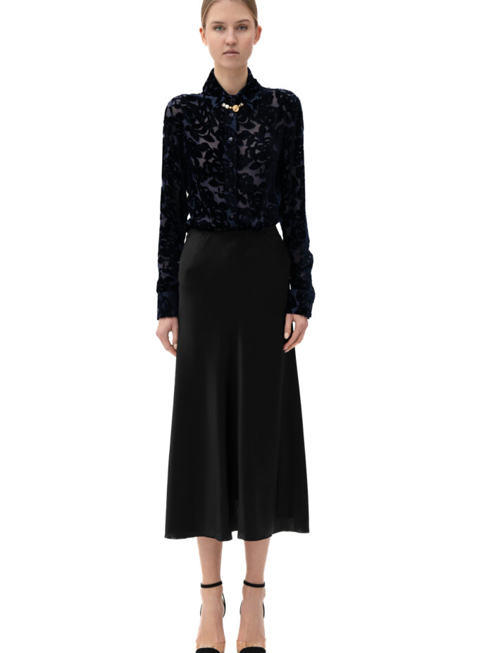Silk A-Line Skirt In Black