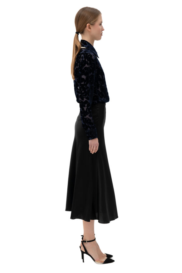 Velvet Burnout Semi Sheer Shirt In Midnight Blue - Image 4