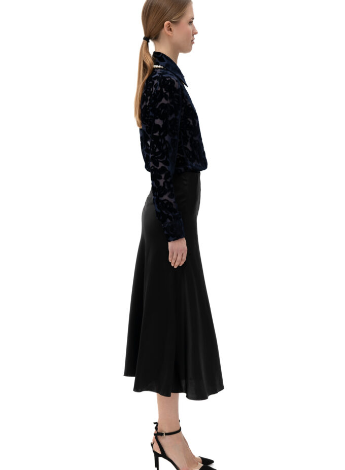 Silk A-Line Skirt In Black