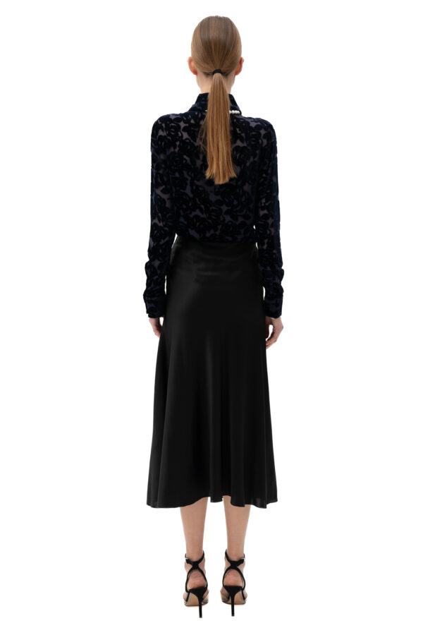 Velvet Burnout Semi Sheer Shirt In Midnight Blue - Image 3
