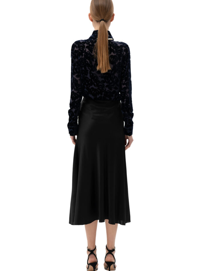 Silk A-Line Skirt In Black